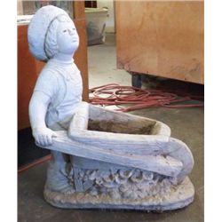 Garden Statue Boy With Wheelbarrow Yard Art Approx size 17" x 22"