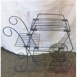 Metal Flower Cart Stand Yard Art 27"x24"approx.