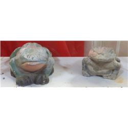 2 - Yard Art Ceramic Frogs larger one is 10"x6" smaller one 9"x5"approx.
