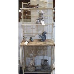 metal bakers rack with wood shelf 28"x19"deep and 67" tall