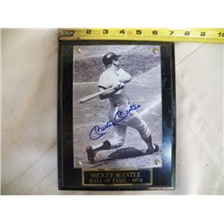 Mickie Mantle Autographed Plaque 1974 With COA
