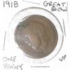 Image 1 : 1918 GREAT BRITAIN ONE PENNY *RARE VERY FINE GRADE*!!