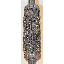 EDGAR BRANDT WROUGHT IRON AND ALABASTER CHANDELIER