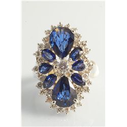 Sapphire (5.76ct) and Diamond (1.37ct) Ring