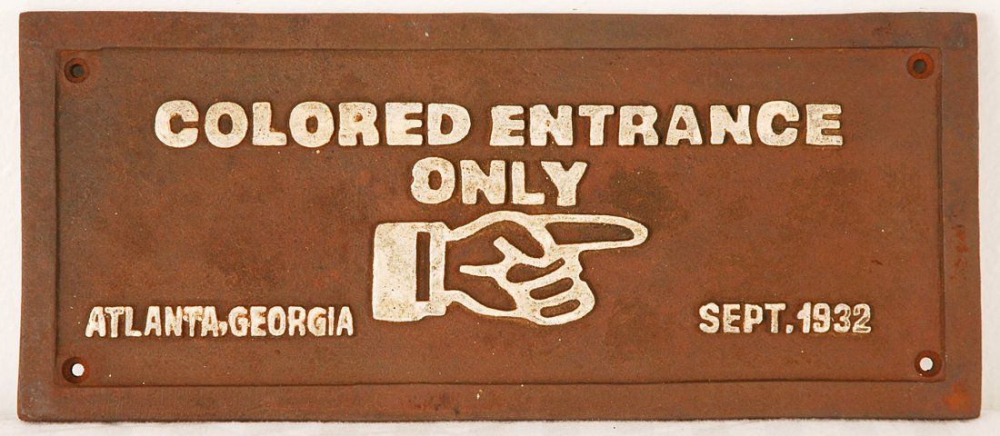 Vintage Cast Iron Segregation Building Sign