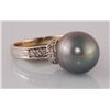 Image 1 : Tahitian Cultured Pearl & Diamond Set Ring 8.17 gra