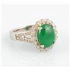 Image 1 : Jadeite (3.0ct) and Diamond (0.37ct) 14K Ring
