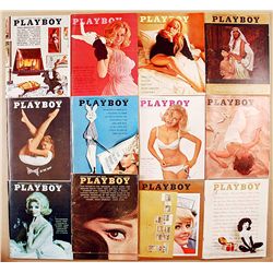 Vintage 1964 Playboy Magazines (13 Issues)