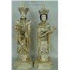 Image 1 : Hand Carved Bone Standing King and Queen 14"