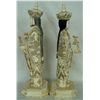 Image 7 : Hand Carved Bone Standing King and Queen 14"