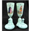 Image 5 : Pair light  green Bohemian glass lucernes