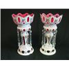Image 1 : Pair white cut to red lustres with crystals