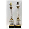 Image 1 : Pair Empire bronze & crystal column lamps
