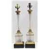 Image 2 : Pair Empire bronze & crystal column lamps