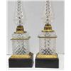 Image 3 : Pair Empire bronze & crystal column lamps