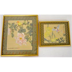 2 Chinese pen & ink paintings "Birds with Flowers"