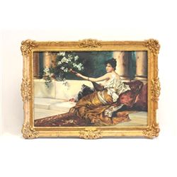 Antique oil painting "Reclining Lady"