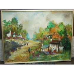 Abstract oil painting "Landscape" artist signed