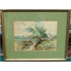 Watercolor "Landscape" signed M.E.H Mason