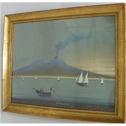 19th c. Neopolitian gouache "Il Vesuvio"