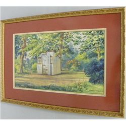 Watercolor "Cabin" by Montague Black 1952