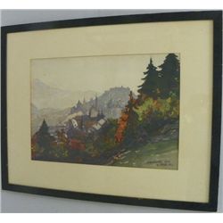 Watercolor "Salsburg" by K. Koeck 1929