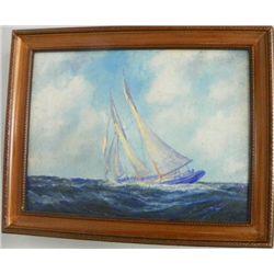 Oil painting "Sailboat" by F. Leo Hunter