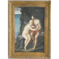 Oil painting "Classical Lovers" signed