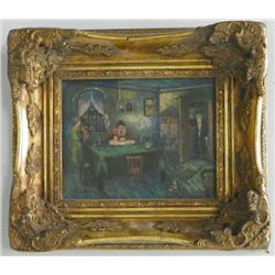 Judaica oil painting signed K. Leiber