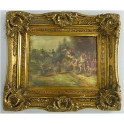 Painting on porcelain "French Carriage Scene"