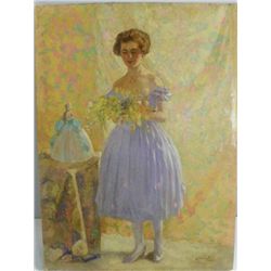 Impressionistic oil painting on canvas signed