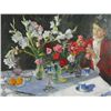Image 2 : Oil painting "Floral Table Still LIfe with Lady"
