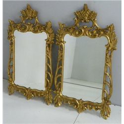 Pair gilt carved mid century decorative mirrors