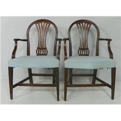 Pair American mahogany Hepplewhite armchairs