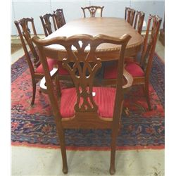 Dining room table & 10 Chippendale style chairs
