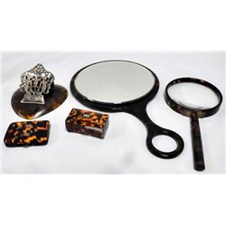 Group lot of 5 tortoise shell items