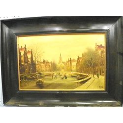 Painting on porcelain plaque signed C. Fels