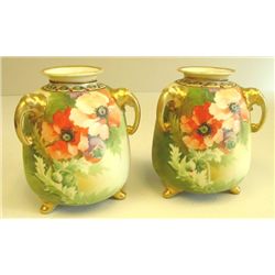 Pair hand painted Nippon vases