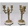 Image 2 : Pair bronze 2 arm candelabrum on marble bases