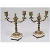 Image 3 : Pair bronze 2 arm candelabrum on marble bases