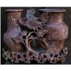 Image 2 : 2 soapstone vase & 1 floral soapstone carving