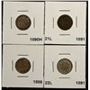 Image 1 : 10 Cents 1888 VG-10, 1890H F-12, 1891 21L F-12, 1891 22L VF-20. Lot of 4 coins.