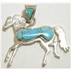 Image 1 : Navajo Turquoise Sterling Silver Horse Pendant - Calvin Begay