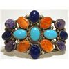 Image 1 : Old Pawn Navajo Multi-Stone Sterling Silver Cuff Bracelet - AM?