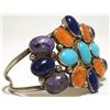 Image 2 : Old Pawn Navajo Multi-Stone Sterling Silver Cuff Bracelet - AM?