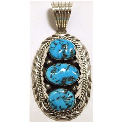 Navajo Sleeping Beauty Turquoise Sterling Silver Pendant - Mary Ann Spencer