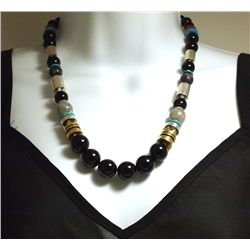 Navajo Onyx & Multi-Stone Necklace - Tommy Singer