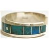 Image 3 : Navajo Multi-Turquoise Inlay Sterling Silver Cuff Bracelet - H. Smith