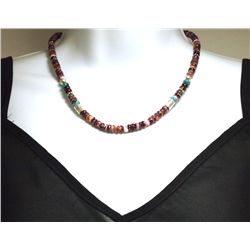 Navajo Spiny Oyster & Multi-Stone Sterling Silver Necklace - Tommy Singer