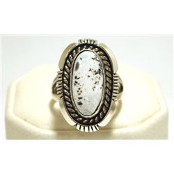 Navajo White Buffalo Sterling Silver Women's Ring - Eugene Belone